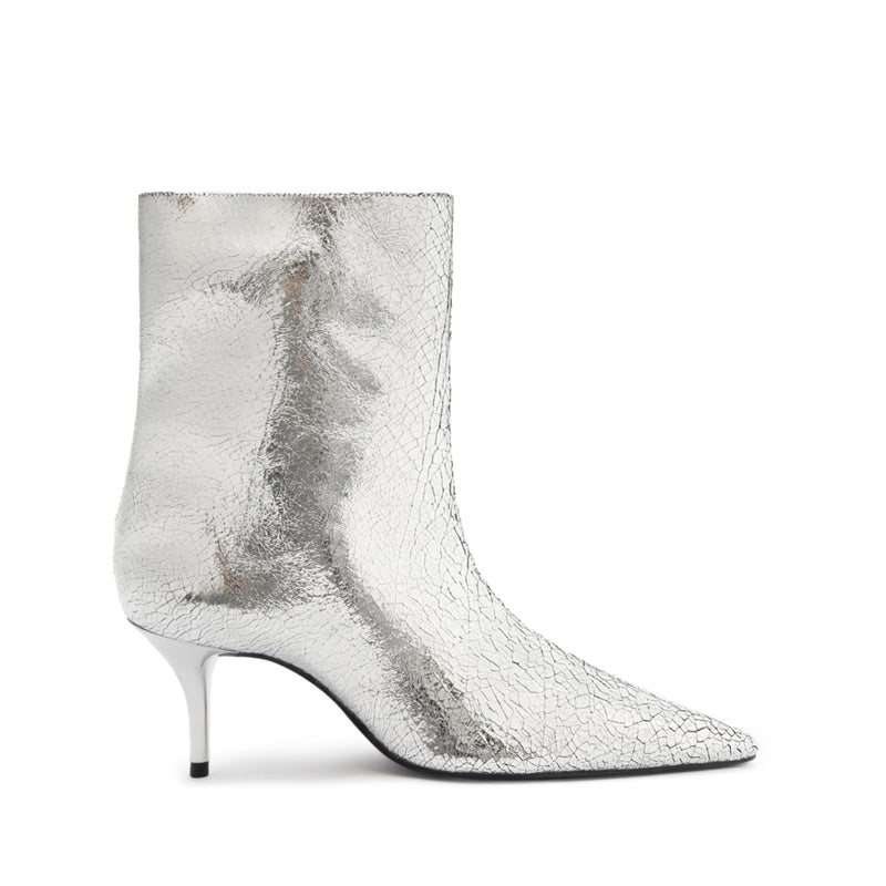 Frances Bootie Booties Fall 24 5 Silver Crackled Leather - Schutz Shoes