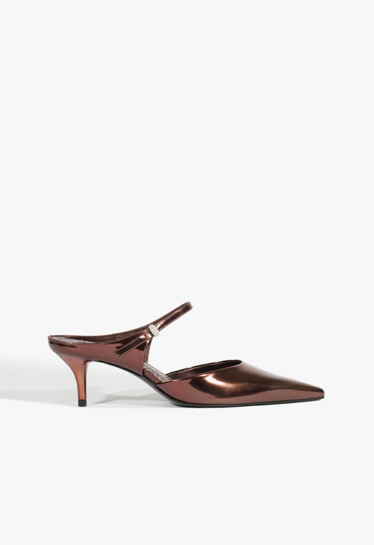 Tonya Mid Mule Pump Pumps Winter 24 5 Dark Brown Specchio Leather - Schutz Shoes