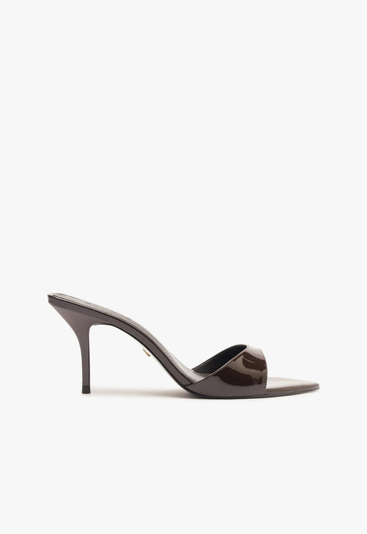 Elodie Patent Leather Sandal Pre Fall 24 5 Dark Brown Patent Leather - Schutz Shoes