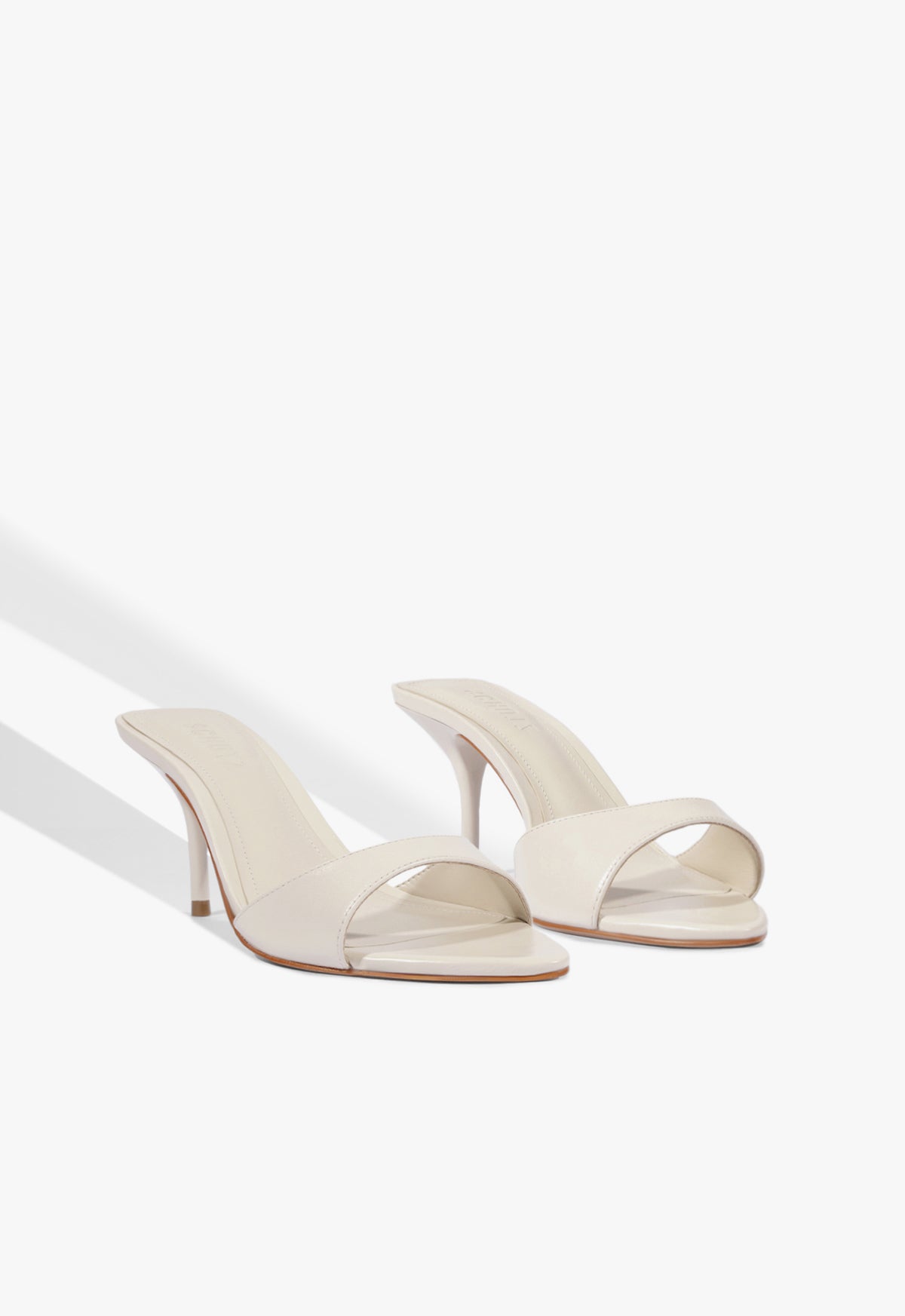 Pair of Elodie White Mid-Heel Sandals