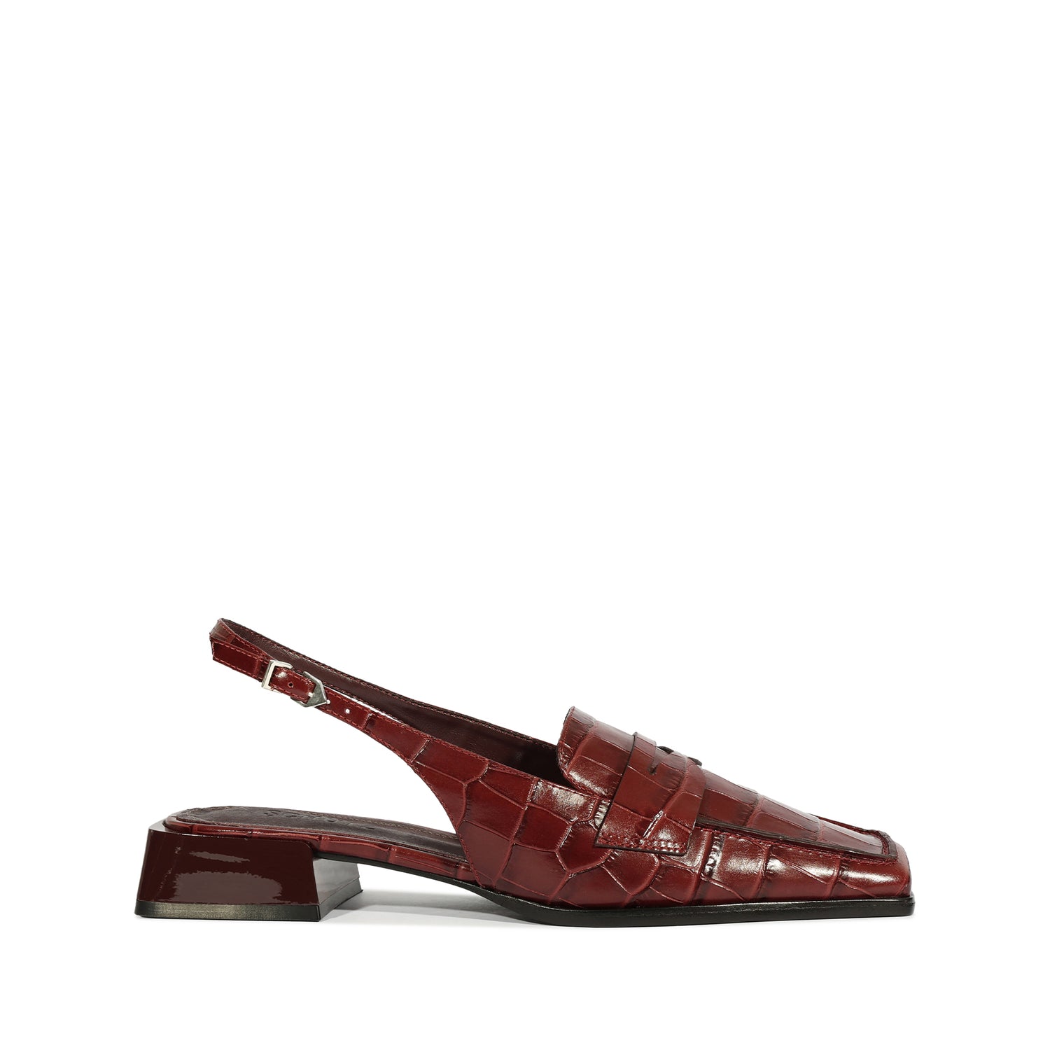 Arizona Sling Block Pump Pumps Fall 24 5 Cherry Wine Crocodile-Embossed Leather - Schutz Shoes