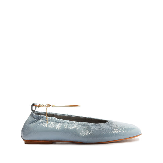 Bethany Leather Flat Flats SPRING 24 5 Blue Deluxe Leather - Schutz Shoes