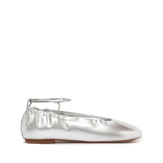 Bethany Leather Flat Flats SPRING 24 5 Silver Metallic Leather - Schutz Shoes