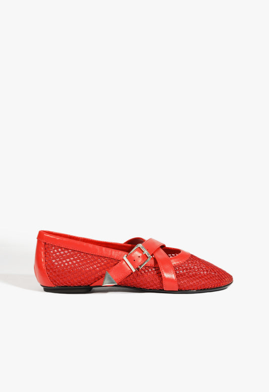 Nadine Ballet Flat Winter 24 5 Red Deluxe Nappa - Schutz Shoes