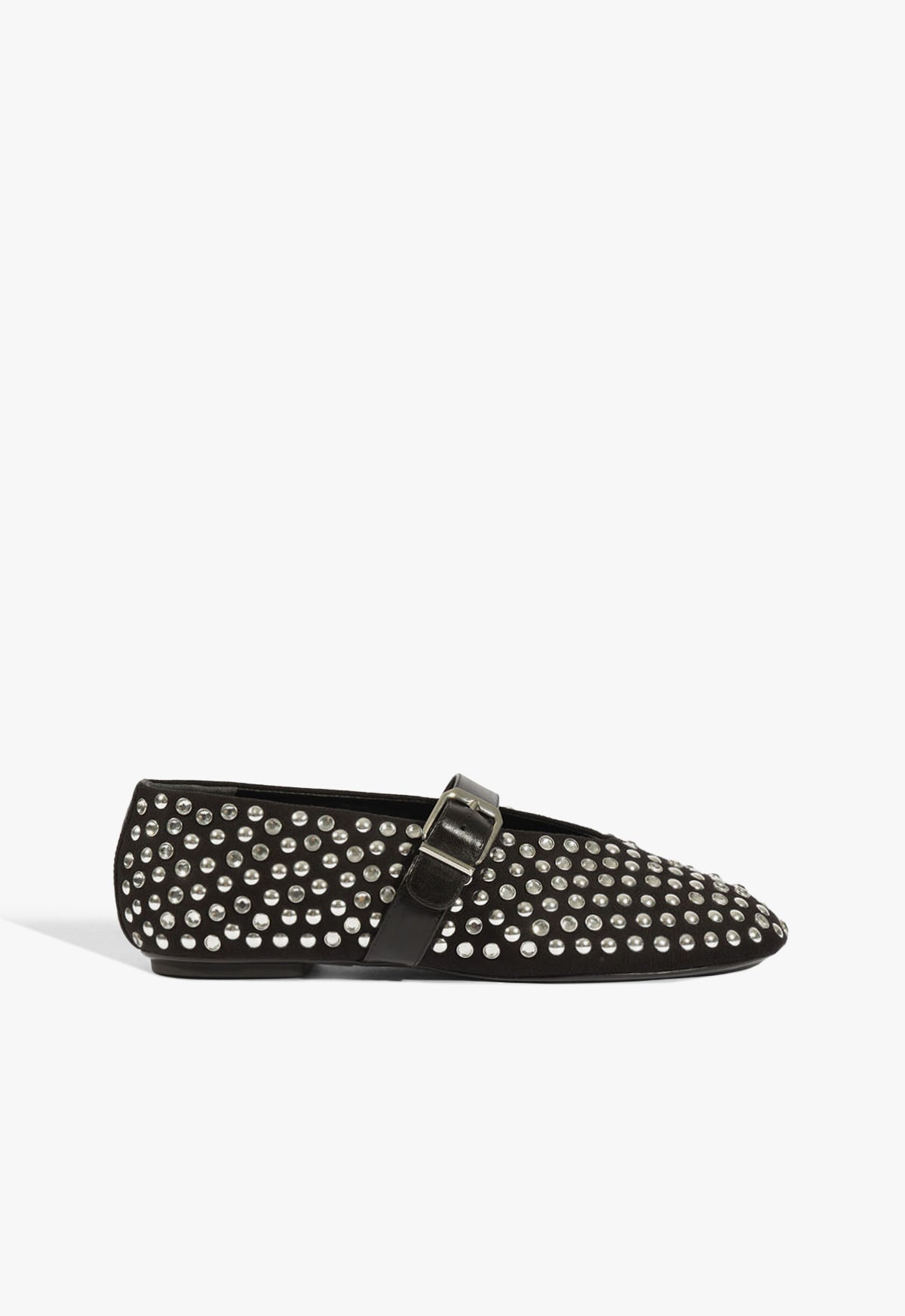 Vickie Studs Nubuck Flat 5 Black Nubuck - Schutz Shoes