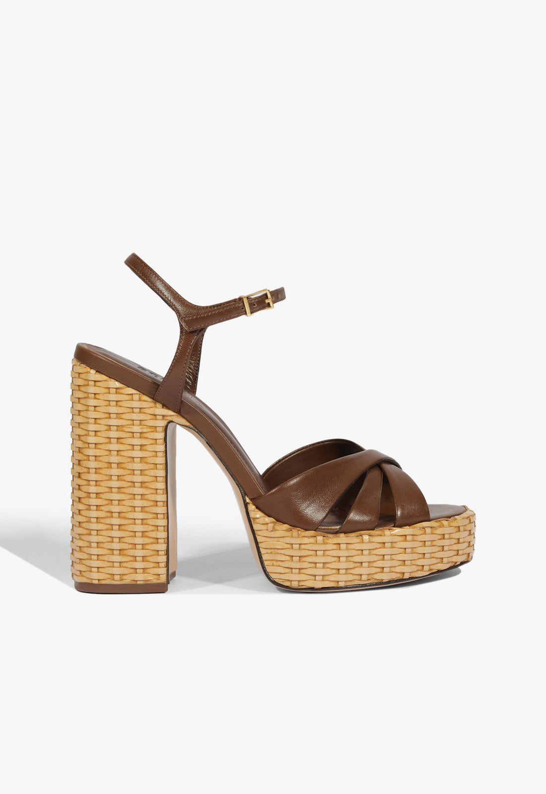 Keefa Straw Platform Sandal | Brown Leather - SCHUTZ