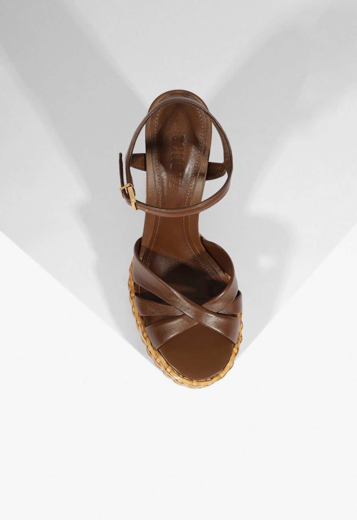 schutz women's keefa platform dress sandal Schutz Women's Keefa High Straw Round Toe Sandals - Brown