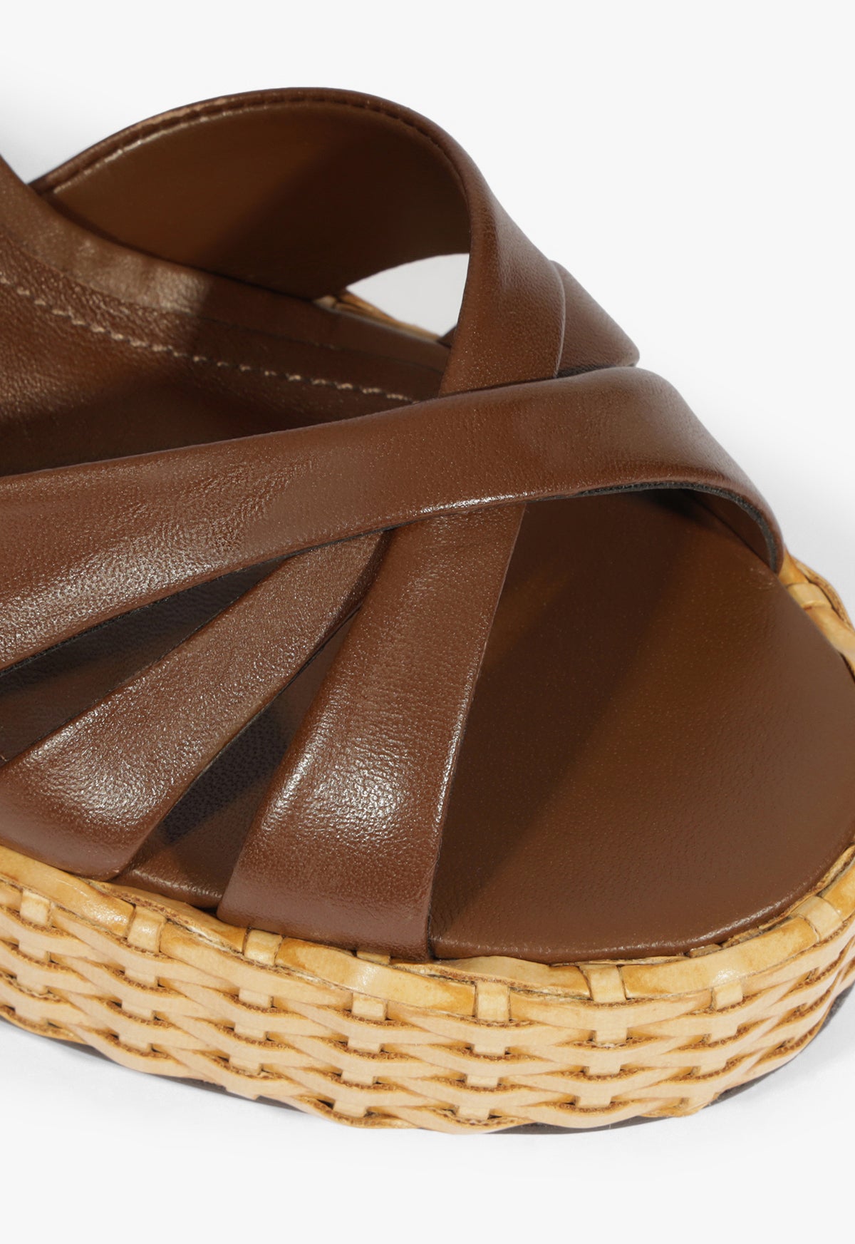 Keefa Straw Platform Sandal | Brown Leather - SCHUTZ