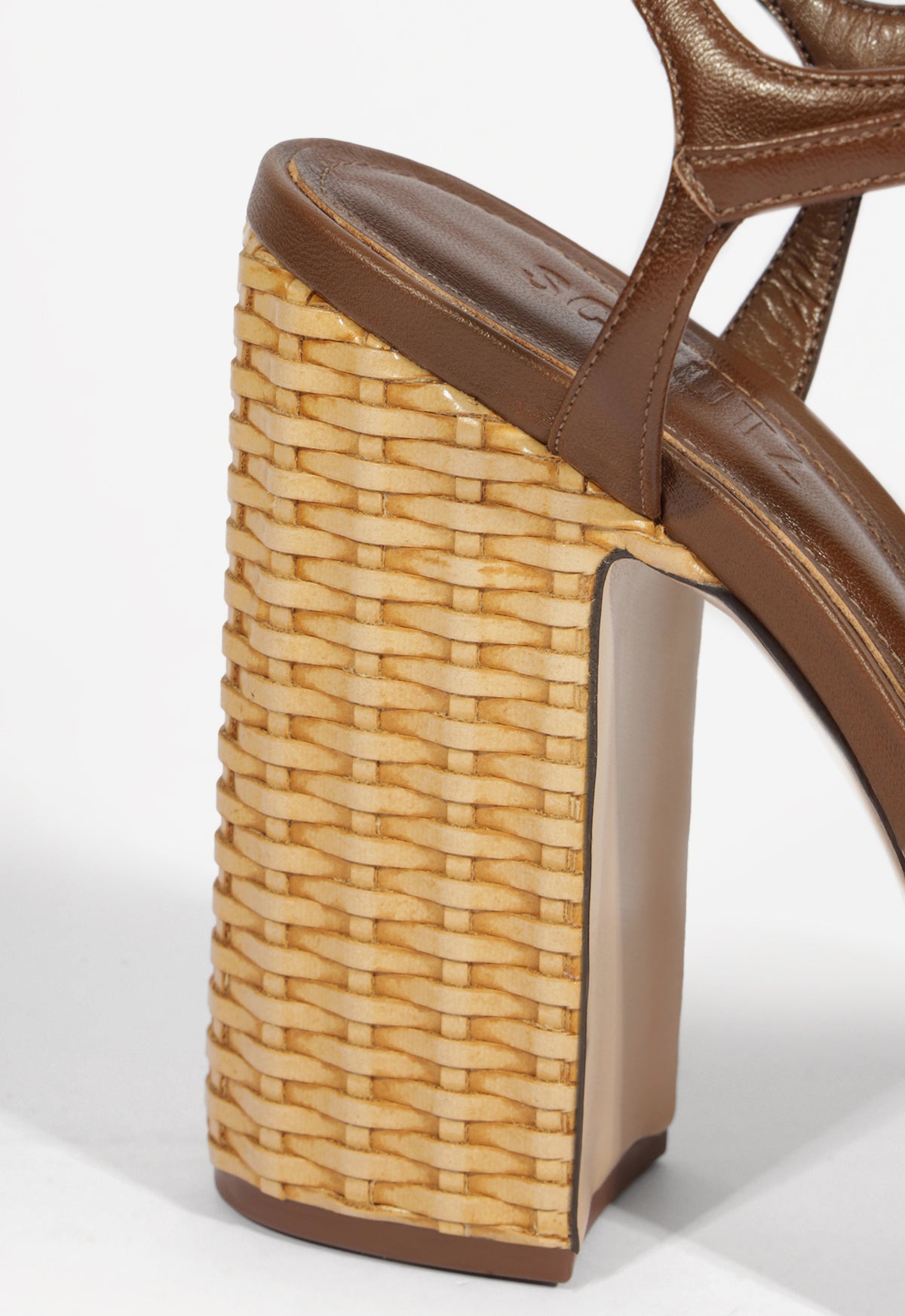 schutz women's keefa platform dress sandal Schutz Women's Keefa High Straw Round Toe Sandals - Brown