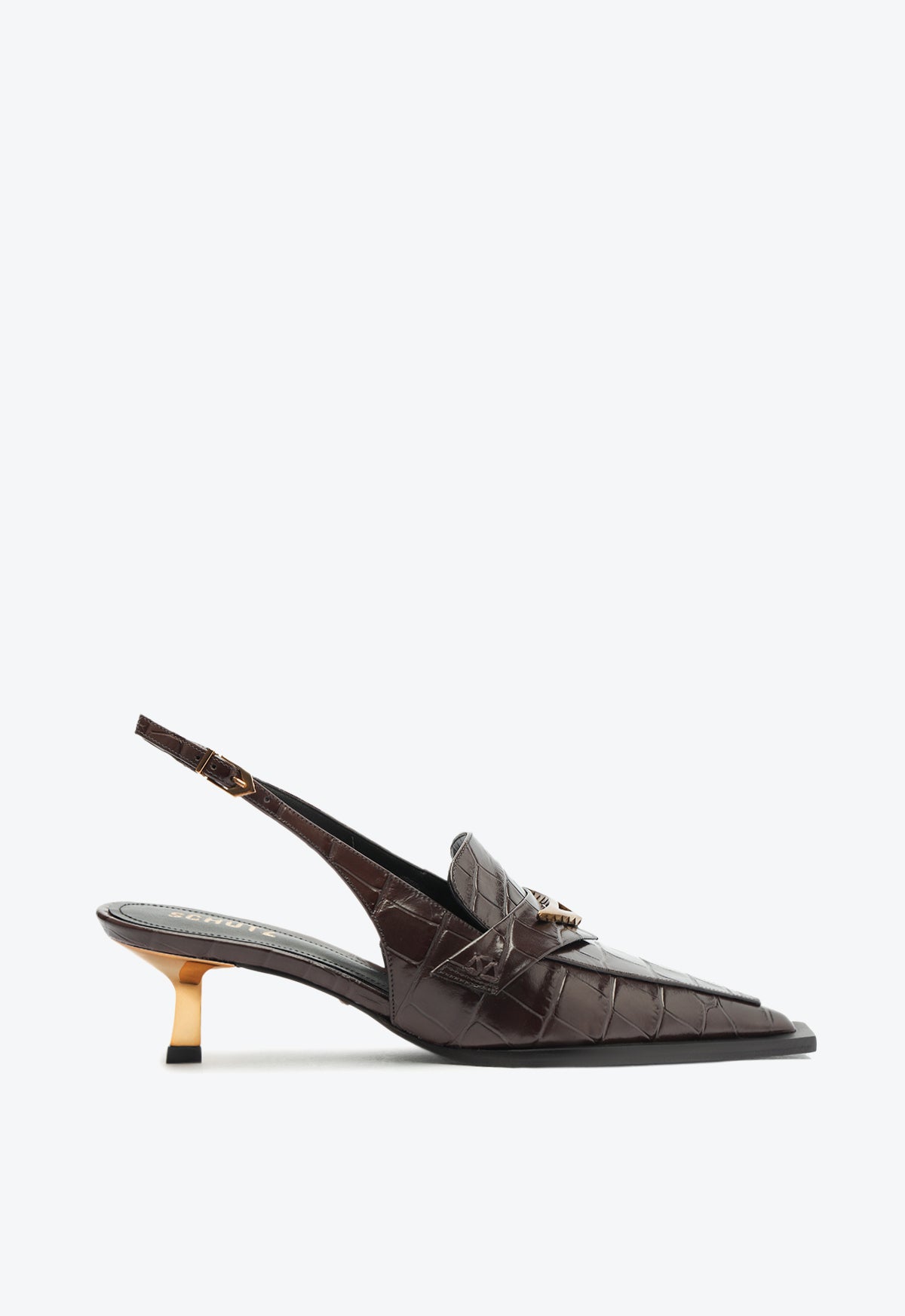 Arizona Sling Leather Pump Pumps Pre Fall 24 5 Brown Croco Embossed Leather - Schutz Shoes