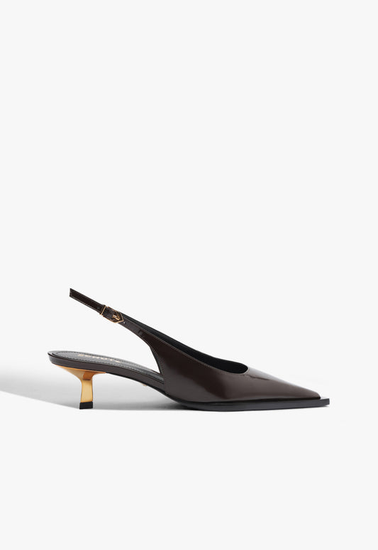 Daria Sling Leather Pump PRE FALL 24 5 Brown Leather - Schutz Shoes