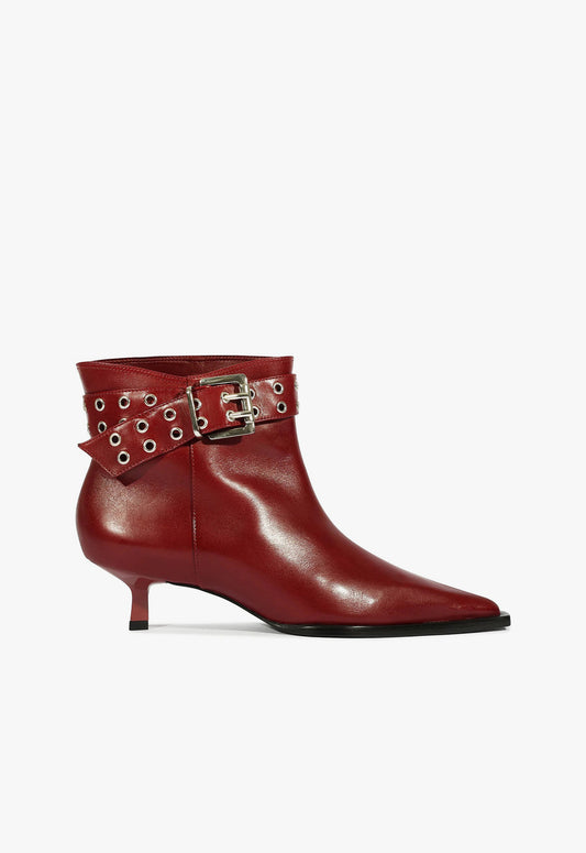 Jess Bootie Booties Fall 24 5 Cherry Wine Leather - Schutz Shoes