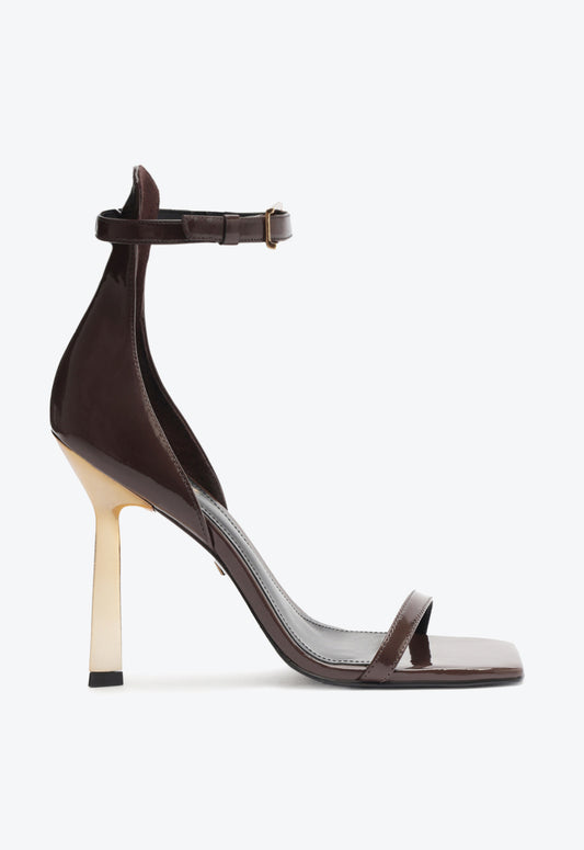 Ciara Patent Leather Sandal Pre Fall 24 5 Brown Patent Leather - Schutz Shoes