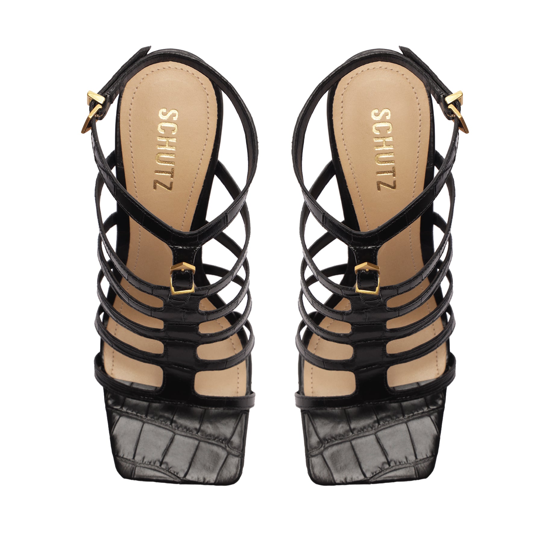 Hayden Crocodile-Embossed Leather Sandal Sandals SPRING 24    - Schutz Shoes