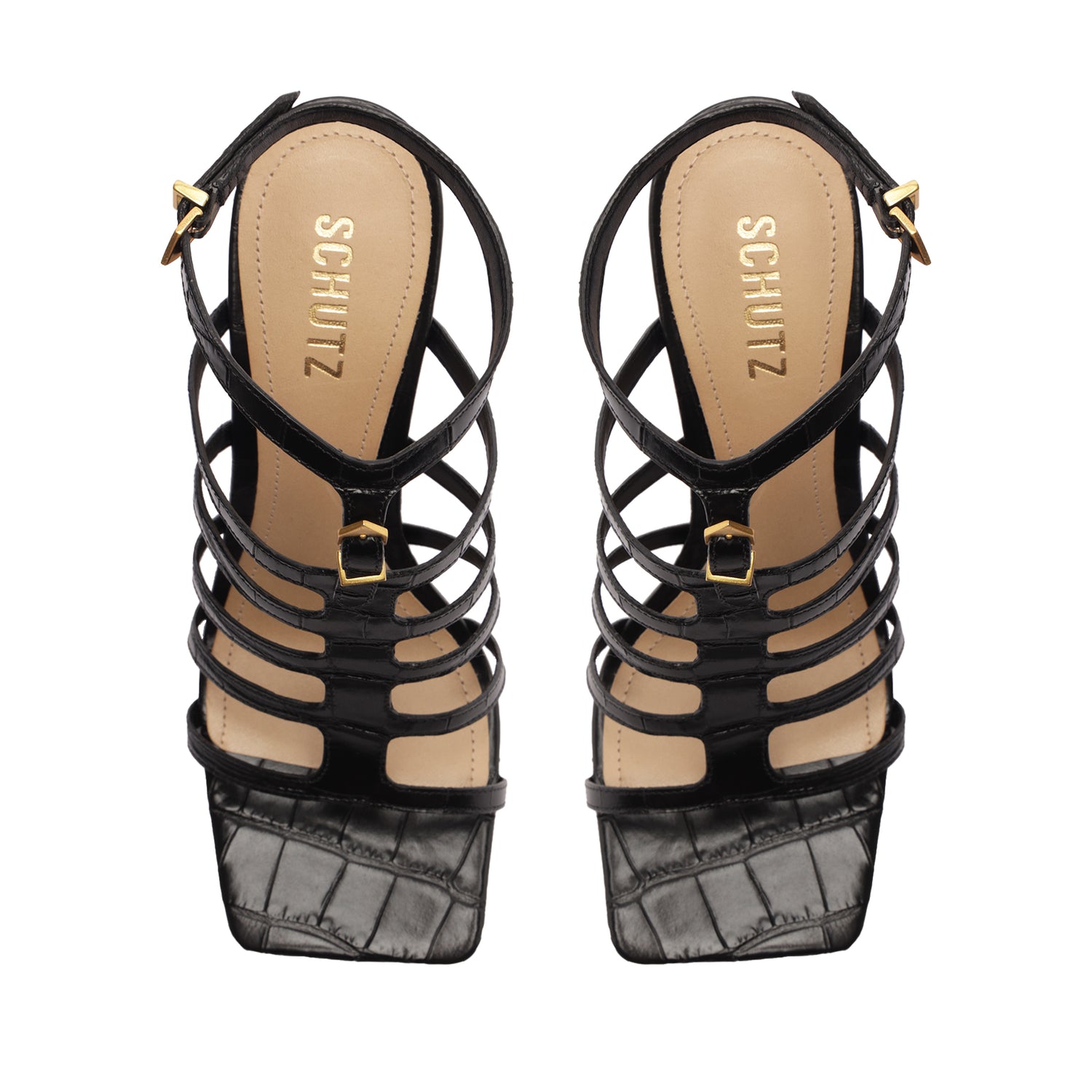 Hayden Crocodile-Embossed Leather Sandal Sandals SPRING 24    - Schutz Shoes