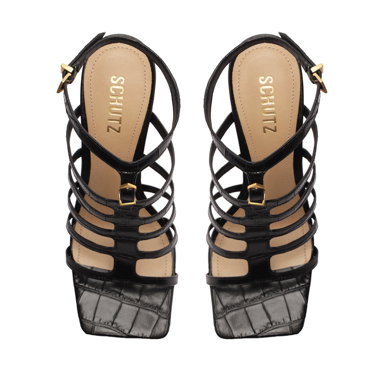 Hayden Crocodile-Embossed Leather Sandal Sandals Spring 24    - Schutz Shoes