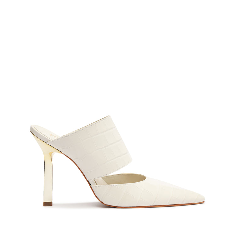 Ciara Pump Pumps Fall 24 5 Pearl Crocodile-Embossed Leather - Schutz Shoes