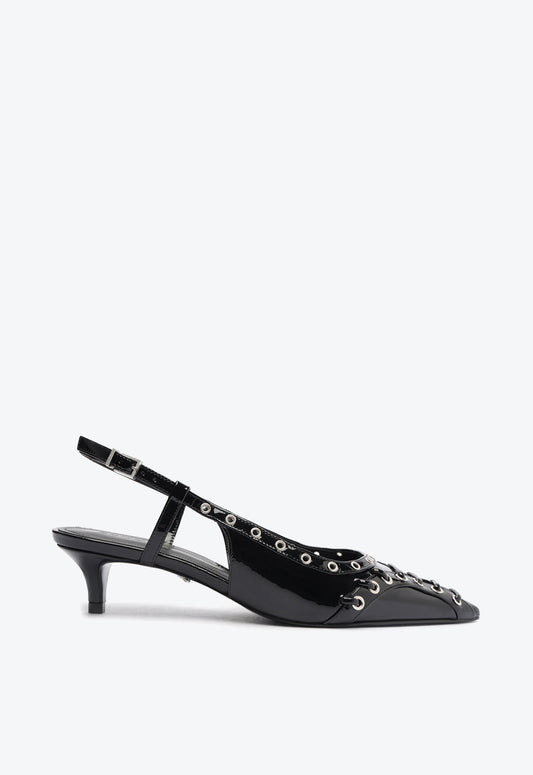 Ruth Mid Patent Leather Pump Pre Fall 24 5 Black Patent Leather - Schutz Shoes