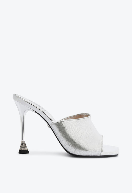 Nattie Metallic Leather Sandal Sandals Pre Fall 24 5 Silver Synthetic - Schutz Shoes