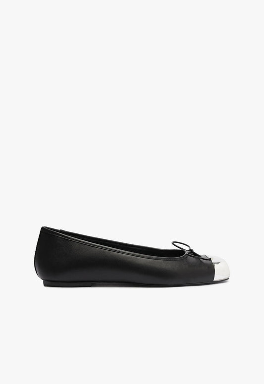 Sae Cap Toe Leather Flat Flats Pre Fall 24 5 Black Gorgurao Leather - Schutz Shoes