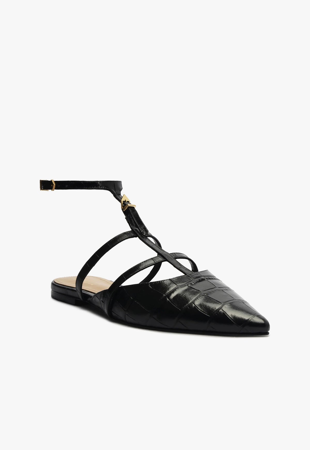 Hayden Ballet Crocodile-Embossed Leather Flat Flats SPRING 24 - Schutz Shoes