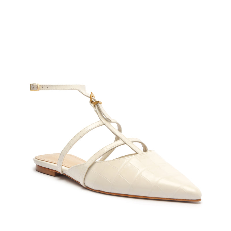 Hayden Ballet Crocodile-Embossed Leather Flat Flats Spring 24    - Schutz Shoes