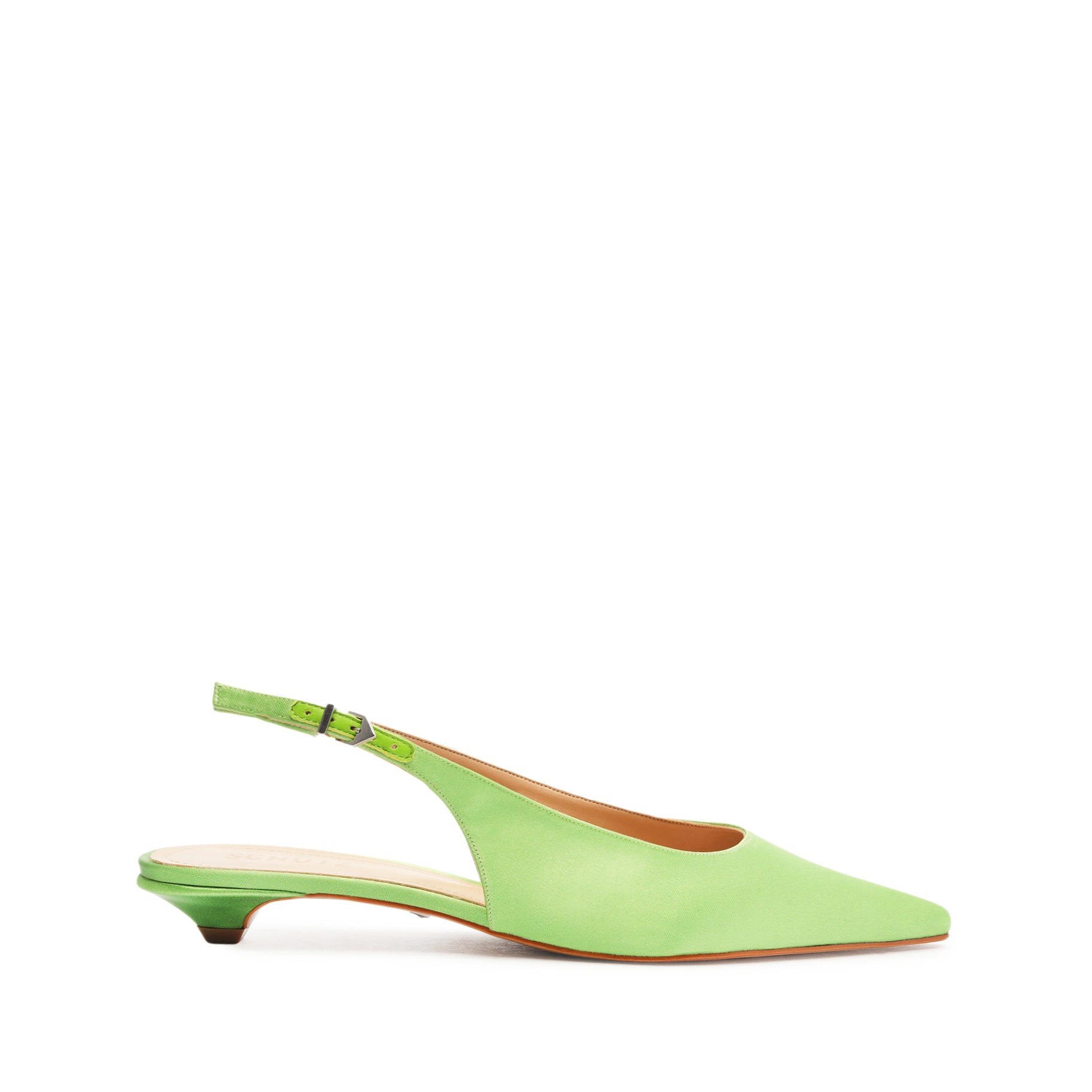 Evan Casual Satin Flat SPRING 24 5 Green Satin - Schutz Shoes