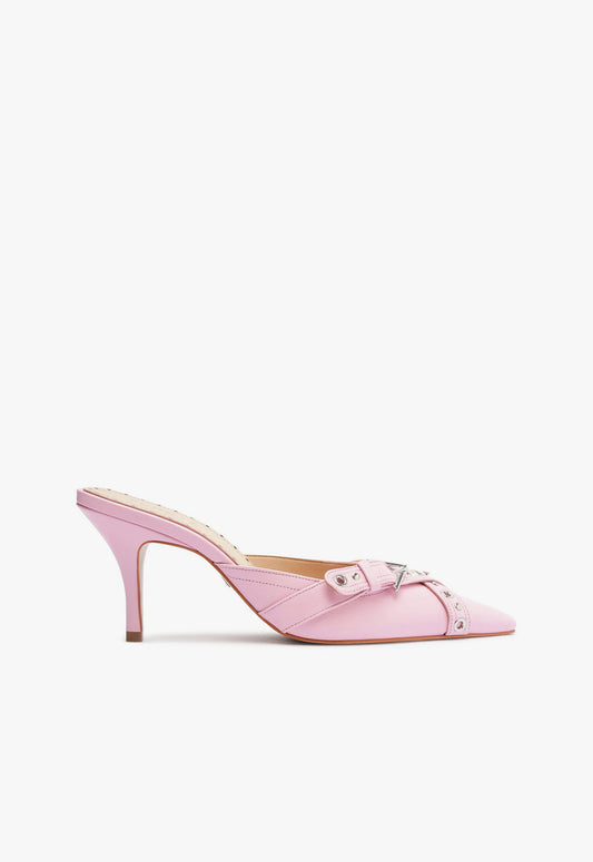 Vinnie Mule Leather Pump Pre Fall 24 5 Pink Nappa Leather - Schutz Shoes