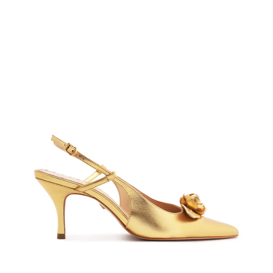 Alma Sling Metallic Leather Pump Pumps SPRING 24 5 Gold Metallic Leather - Schutz Shoes