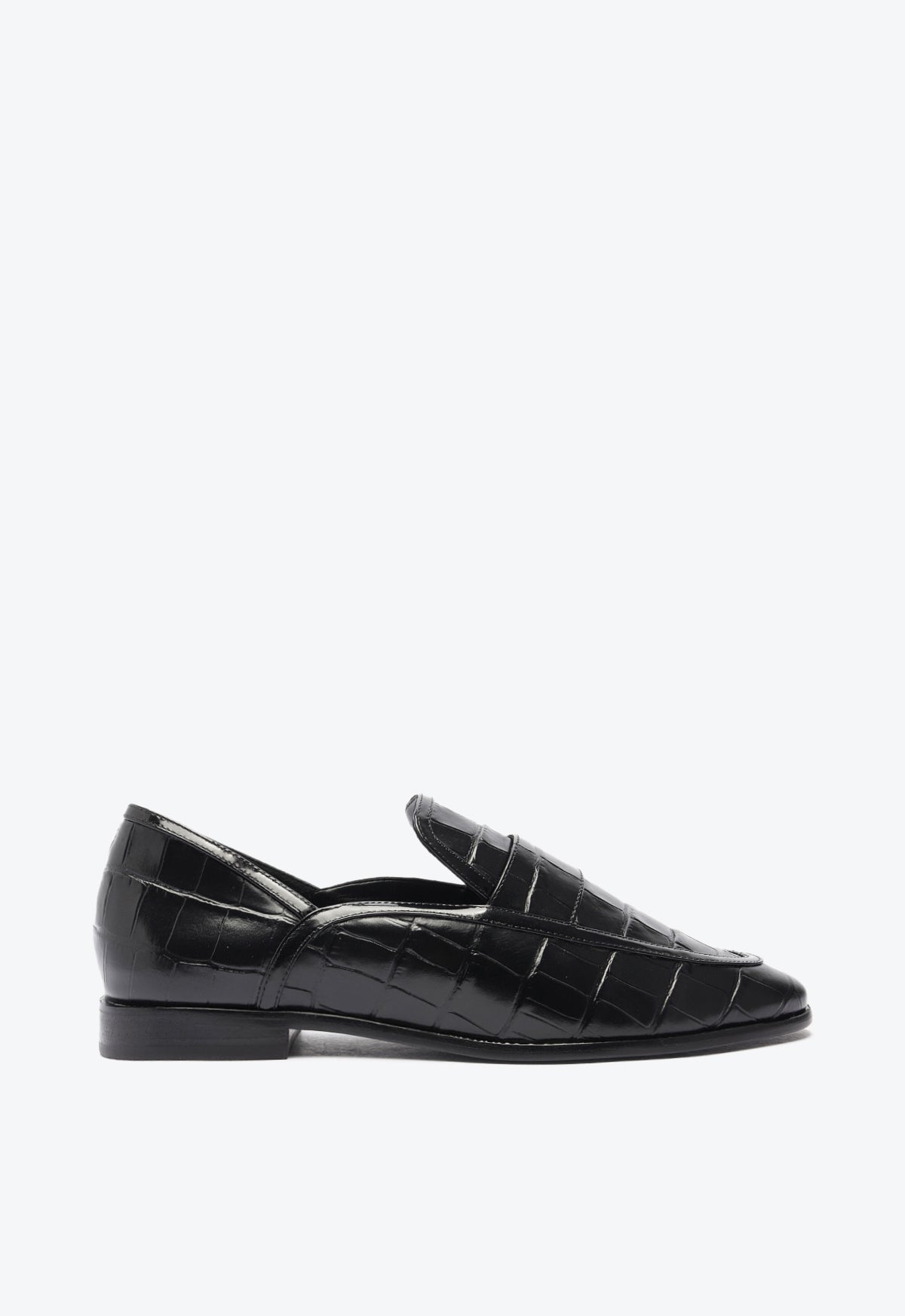 Maurice Croco Embossed Flat PRE FALL 24 5 Black Synthetic - Schutz Shoes