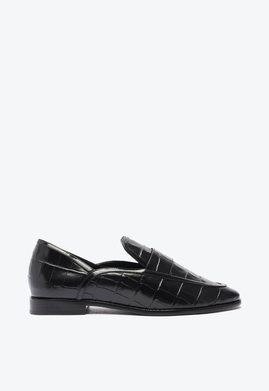 Maurice Croco Embossed Flat Pre Fall 24 5 Black Synthetic - Schutz Shoes