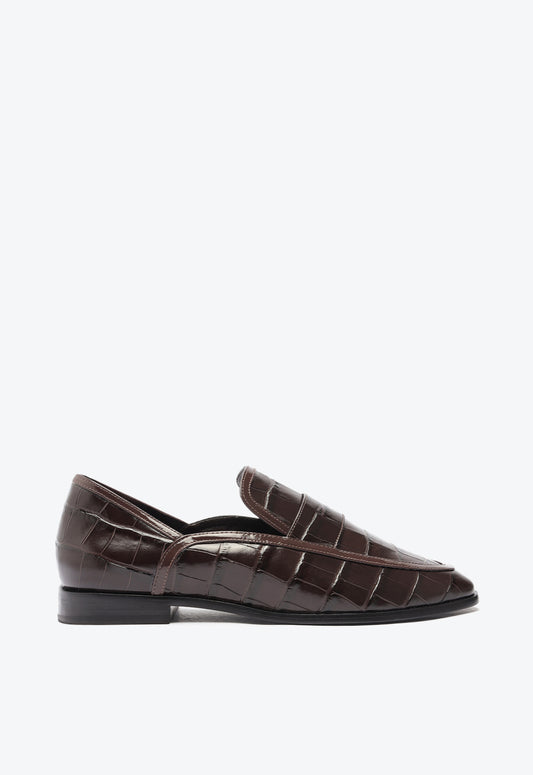 Maurice Croco Embossed Flat Flats Pre Fall 24 5 Brown Synthetic - Schutz Shoes