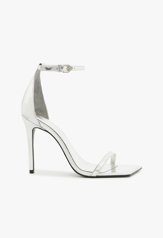 Jenna Sandal Fall 24 5 Silver Specchio Leather - Schutz Shoes