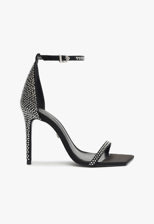 Jenna Sandal Fall 24 5 Black Satin - Schutz Shoes