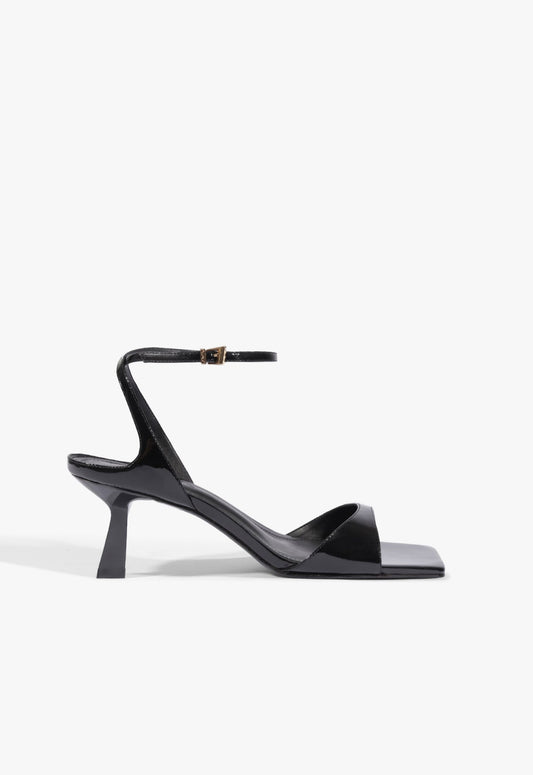 Ciara Mid Patent Sandal 5 Black Patent - Schutz Shoes
