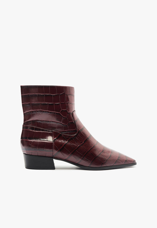 Helena Bootie Fall 24 5 Cherry Wine Leather - Schutz Shoes