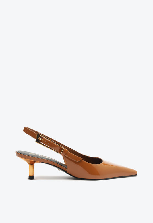 Ciara Mid Patent Leather Pump Pumps Pre Fall 24 5 Honey Peach Patent Leather - Schutz Shoes