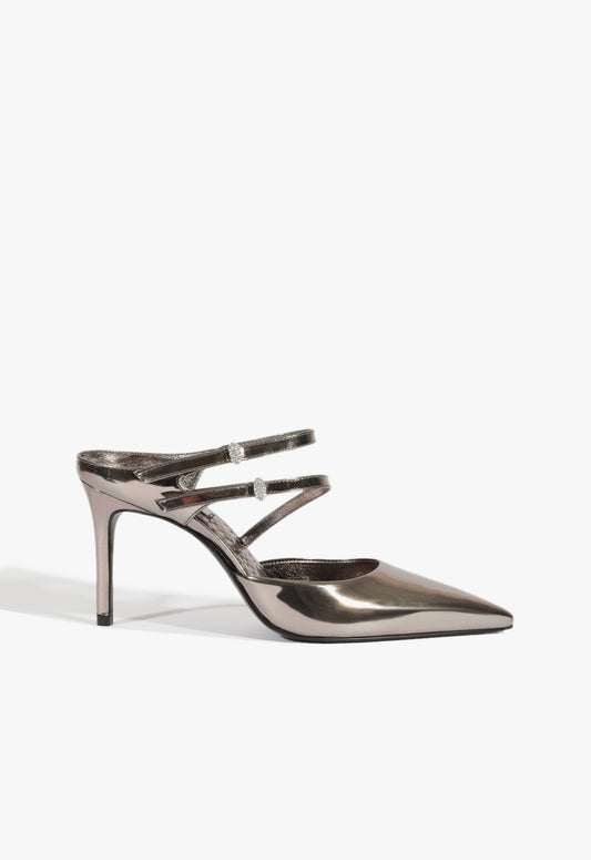 Tonya Mule Pump Winter 24 5 Silver Specchio Leather - Schutz Shoes