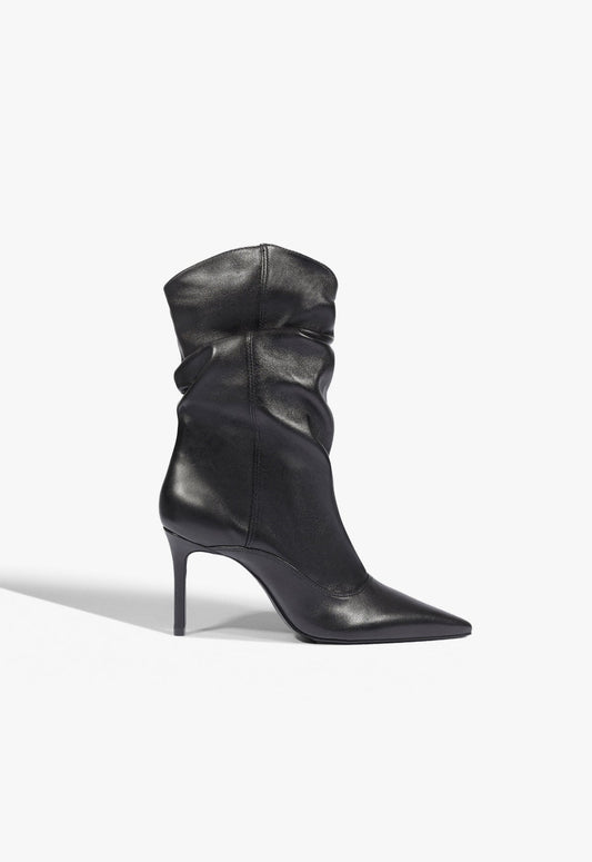 Maryana Slouch Leather Bootie 5 Black Leather - Schutz Shoes