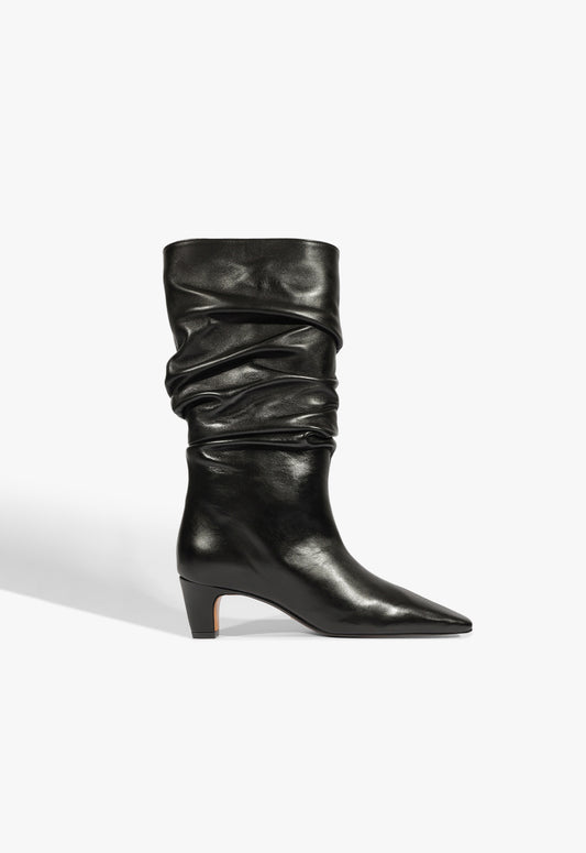 Dellia Slouch Leather Bootie FALL 25 5 Black Leather - Schutz Shoes