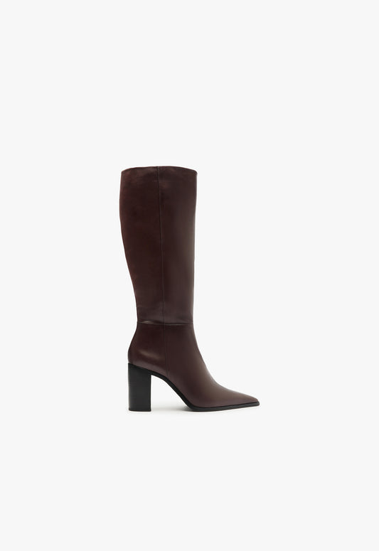 Mikki Up Block Boot Boots Fall 24 5 Brown Leather - Schutz Shoes