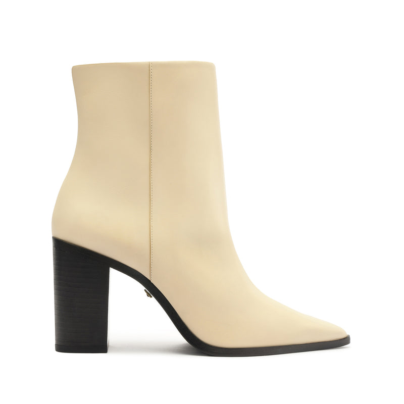 Mikki Block Bootie Booties Fall 24 5 Beige Leather - Schutz Shoes