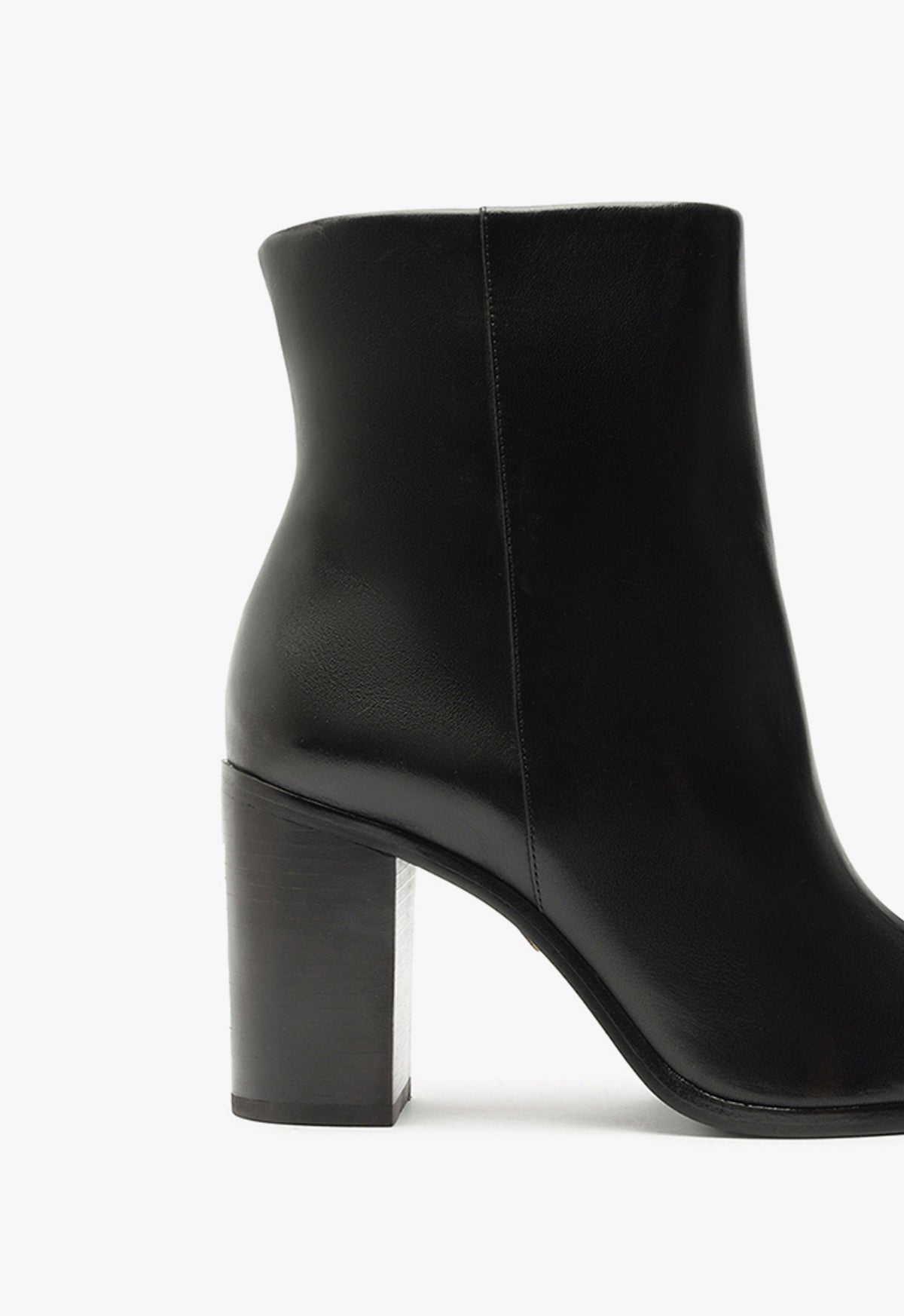 Black Block Heeled Ankle Bootie Mikki Black Leather SCHUTZ