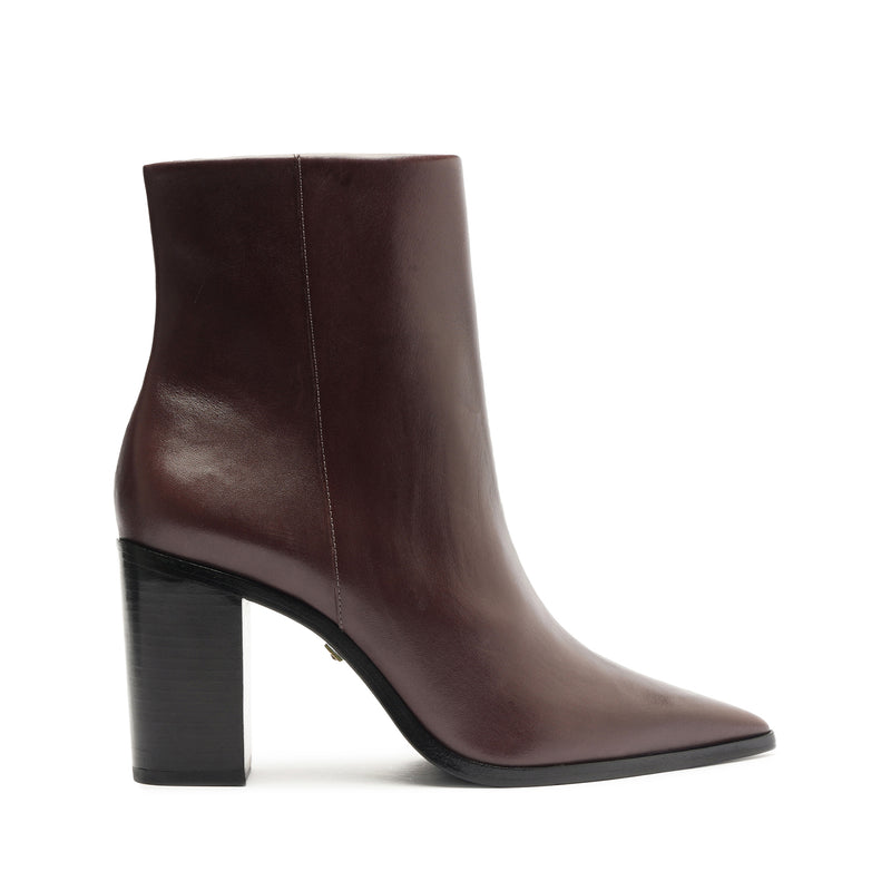 Mikki Block Bootie Booties Fall 24 5 Cherry Wine Leather - Schutz Shoes