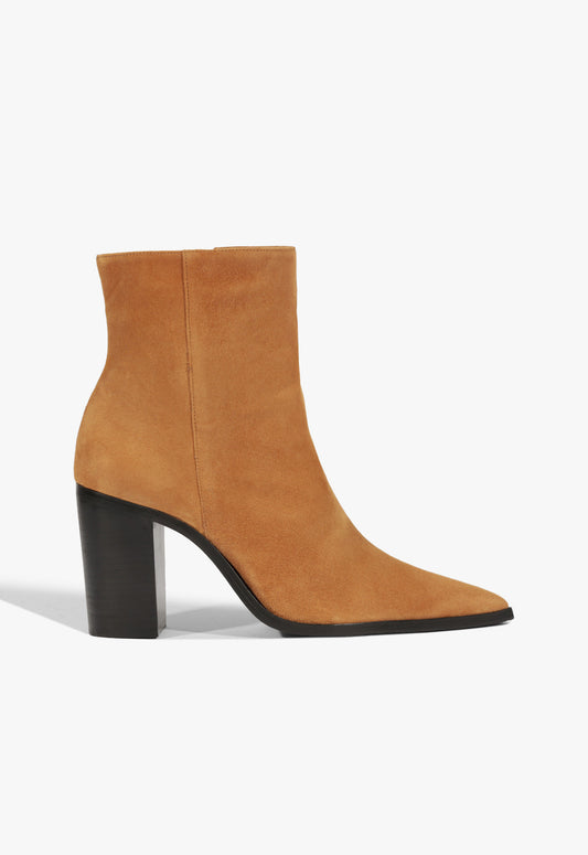 Mikki Block Suede Bootie FALL 25 5 Camel Suede - Schutz Shoes