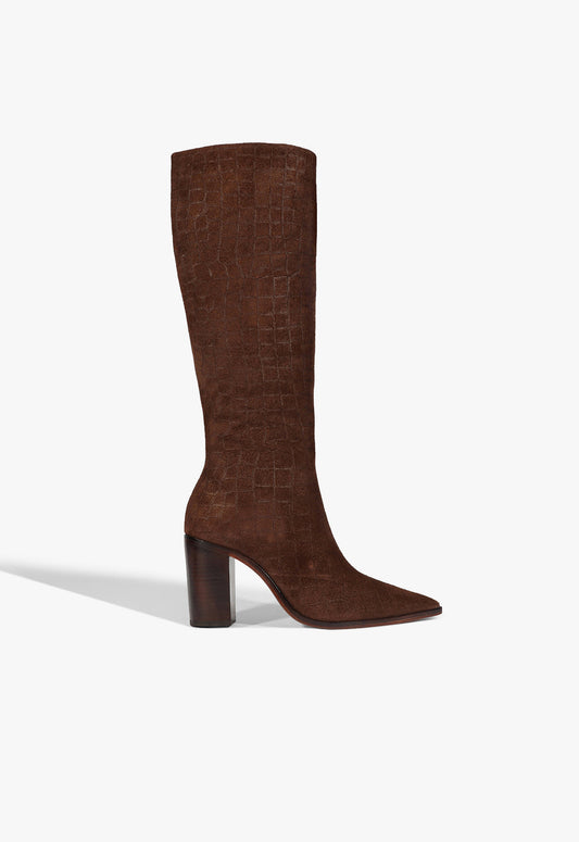 Mary Up Block Boot Fall 25 5 Root Brown Croc - Schutz Shoes