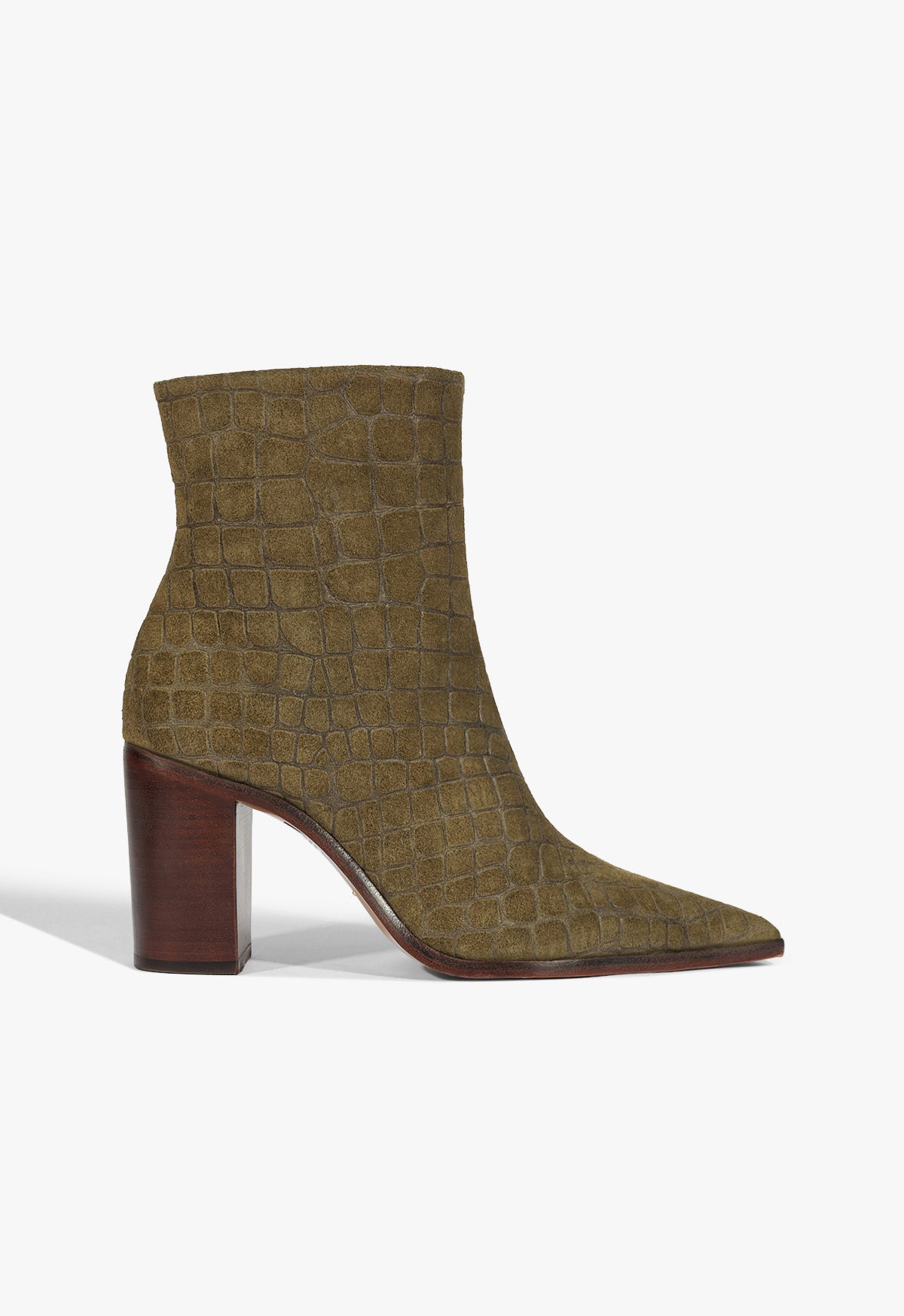Mary Block Bootie Fall 25 5 Militar Green Croc - Schutz Shoes