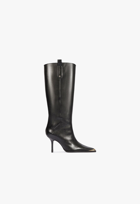 Raffaela Up Cap Toe Boot Fall 24 5 Black Leather - Schutz Shoes