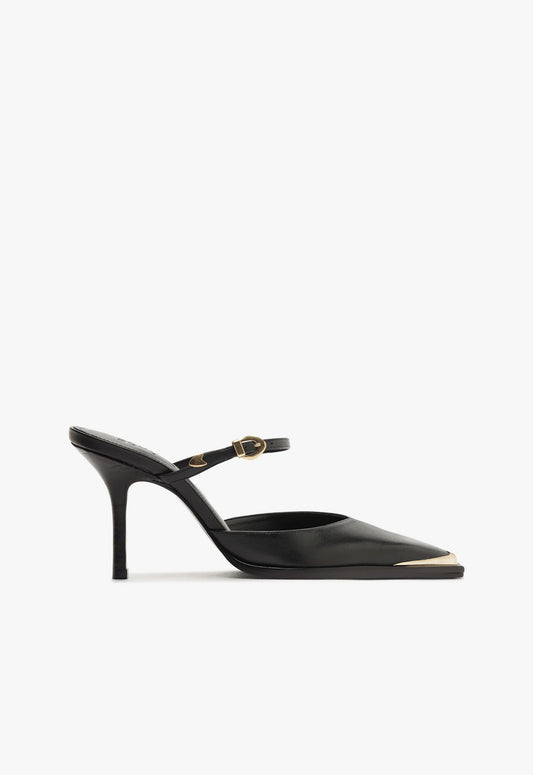 Charlotte Mule Pump Fall 24 5 Black Atanado Leather - Schutz Shoes