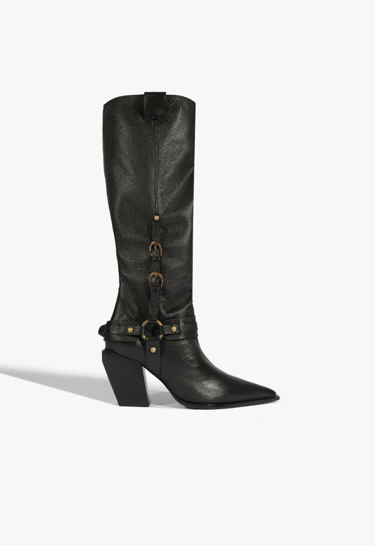 Maine Up Buckle Leather Boot FALL 25 5 Black Leather - Schutz Shoes